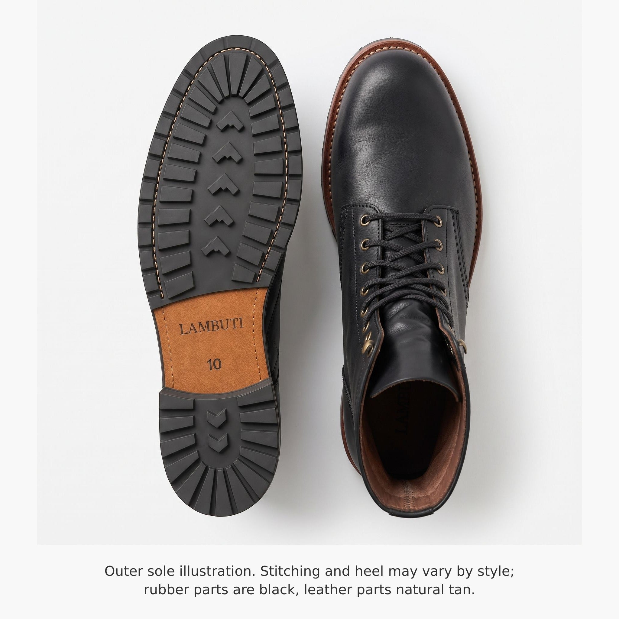 Men's Black Plain-Toe Leather Combat Boots — Bickham