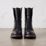 Men's Black Plain-Toe Leather Combat Boots — Bickham