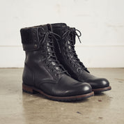 Men's Black Plain-Toe Leather Combat Boots — Gulliver