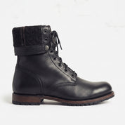 Men's Black Plain-Toe Leather Combat Boots — Gulliver