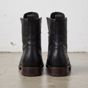 Men's Black Plain-Toe Leather Combat Boots — Henshall