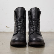 Men's Black Plain-Toe Leather Combat Boots — Henshall