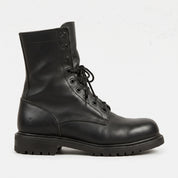 Men's Black Plain-Toe Leather Biker Boots — Wharfedale