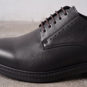 Men's Black Plain-Toe Leather Derby Shoes — Hiscott