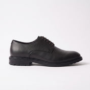 Men's Black Plain-Toe Leather Derby Shoes — Hiscott