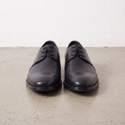 Men's Black Plain-Toe Leather Derbys — Alvaston