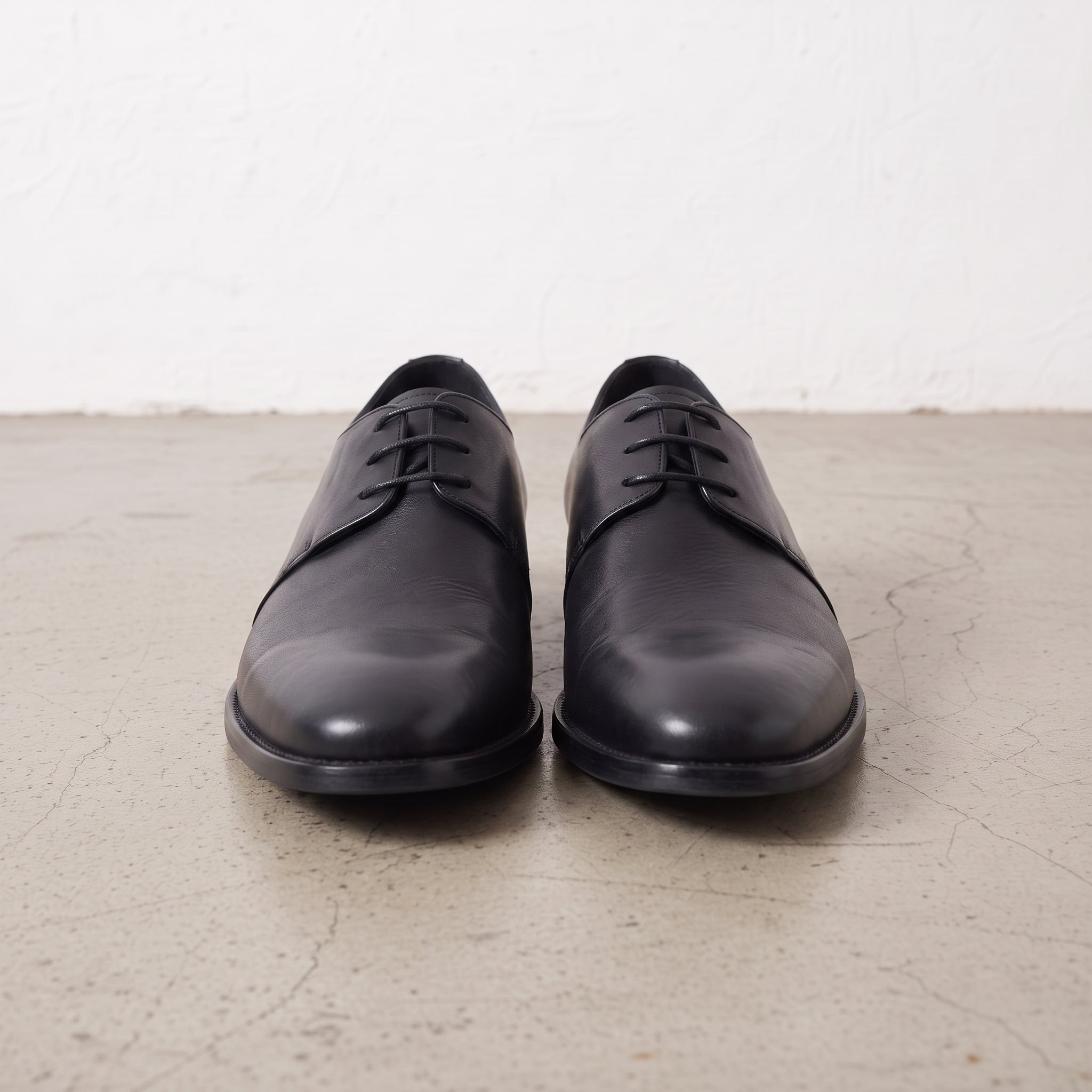 Men's Black Plain-Toe Leather Derbys — Alvaston
