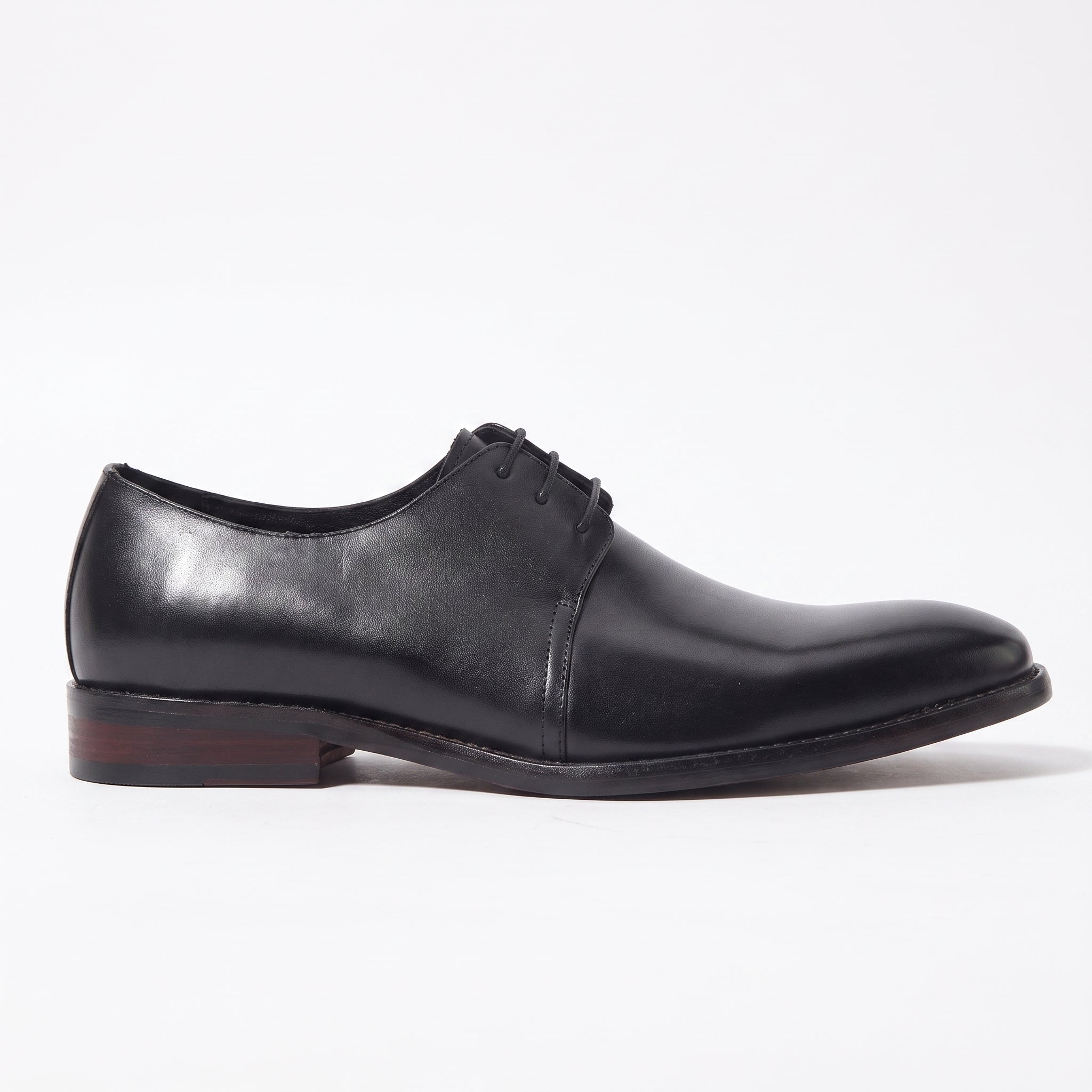 Men's Black Plain-Toe Leather Derbys — Alvaston