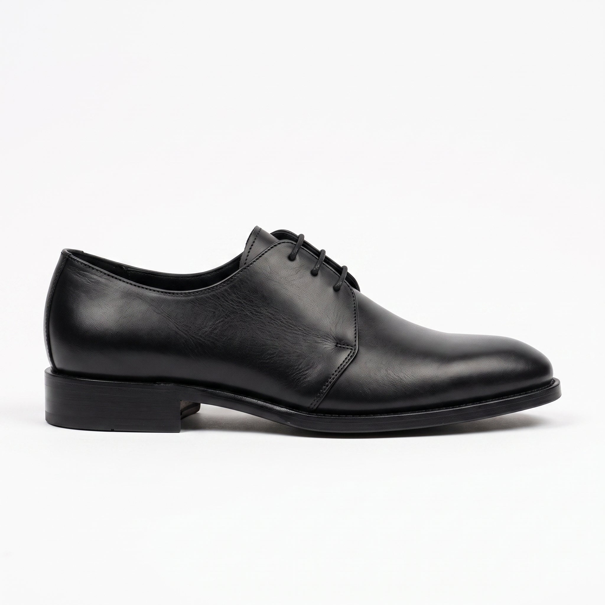 Men's Black Plain-Toe Leather Derbys — Birchfield