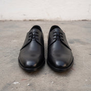 Men's Black Plain-Toe Leather Derbys — Birchfield