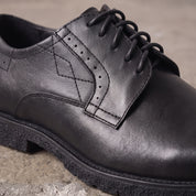 Men's Black Plain-Toe Leather Derbys — Birling