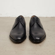 Men's Black Plain-Toe Leather Derbys — Griffin