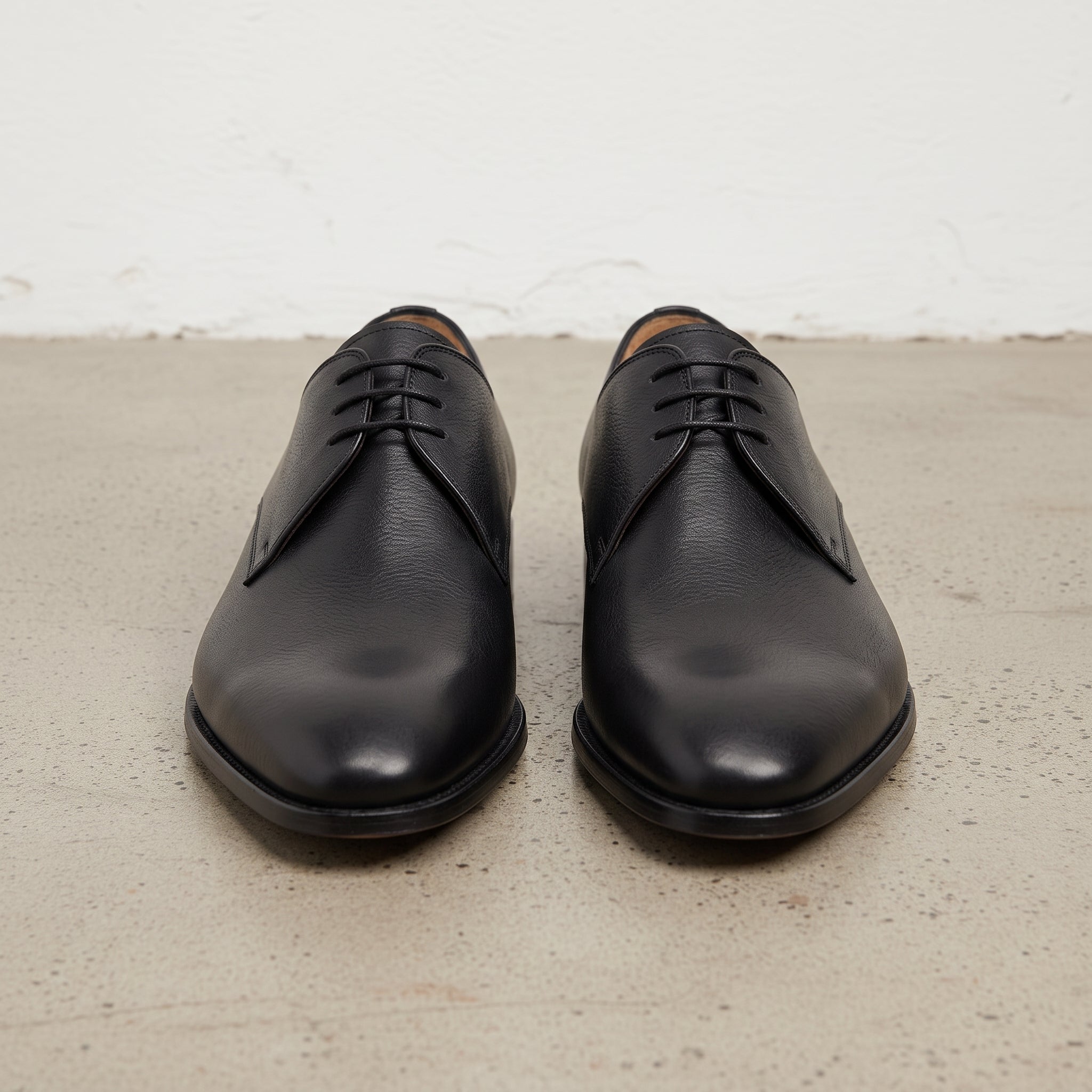 Men's Black Plain-Toe Leather Derbys — Griffin