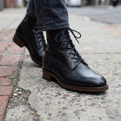 Men's Black Plain-Toe Leather Combat Boots — Ashhurst — Ashhurst