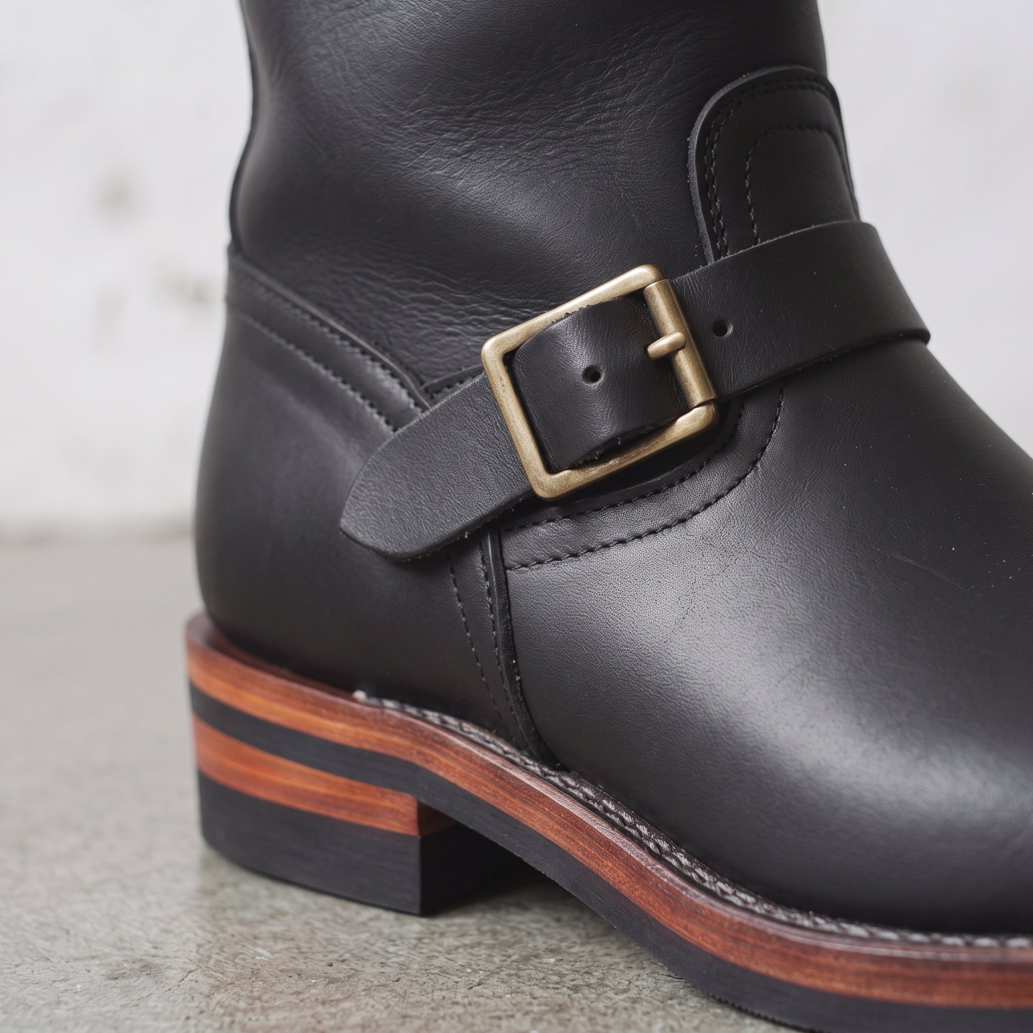 Men's Black Plain-Toe Leather Biker Boots — Bolton