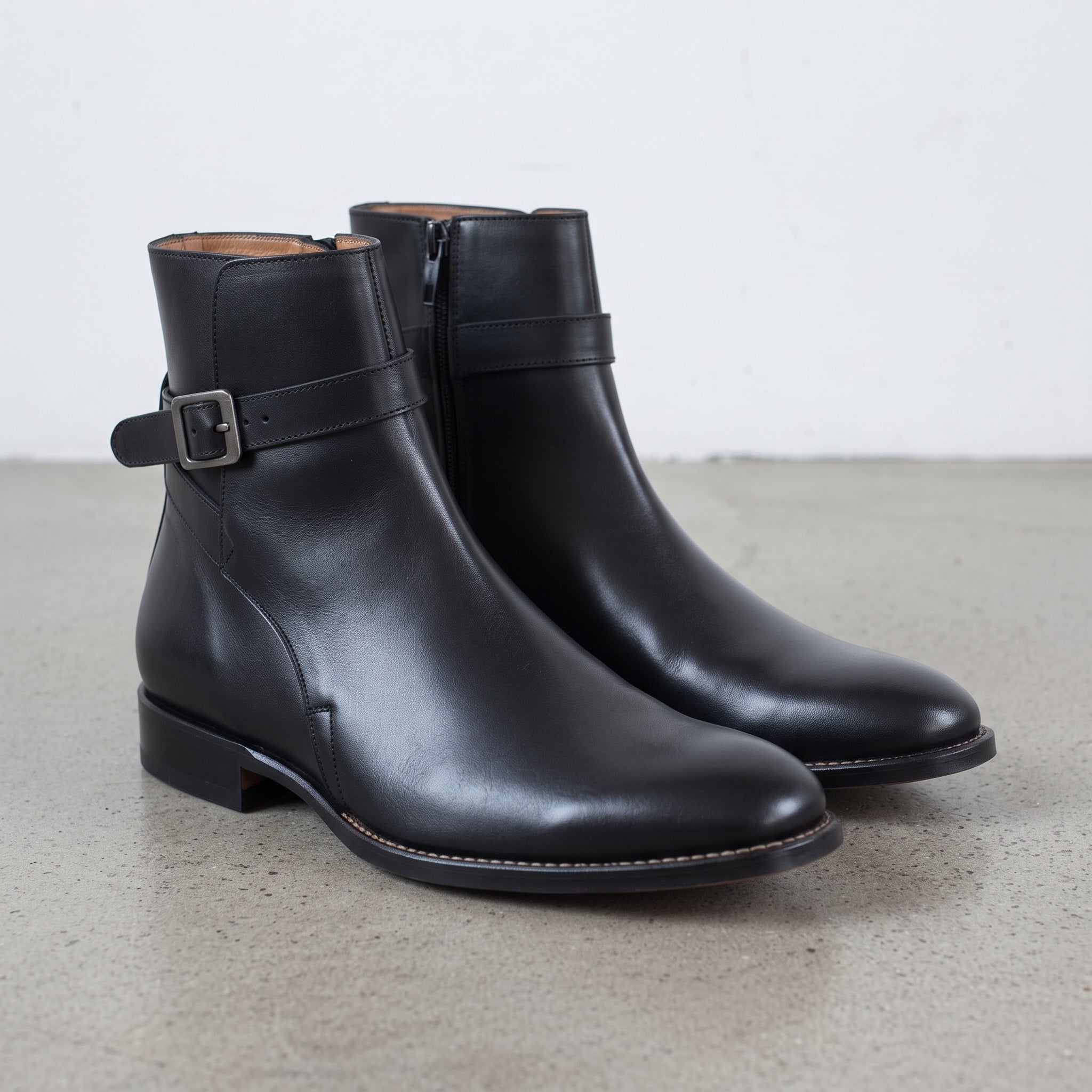Men's Black Plain-Toe Leather Jodhpur Boots — Alcombe