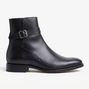 Men's Black Plain-Toe Leather Jodhpur Boots — Alcombe
