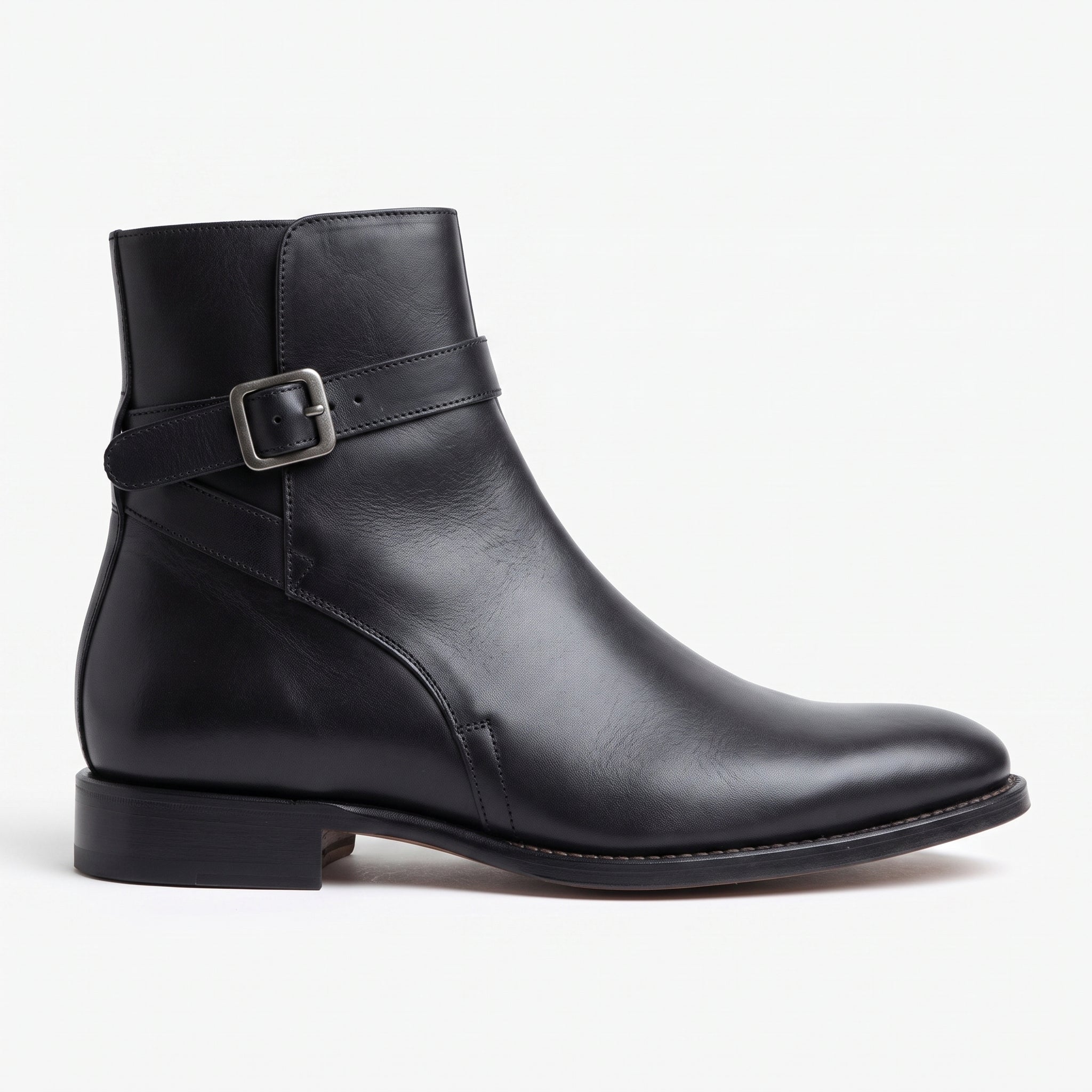 Men's Black Plain-Toe Leather Jodhpur Boots — Alcombe