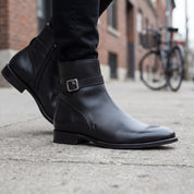 Men's Black Plain-Toe Leather Jodhpur Boots — Alcombe