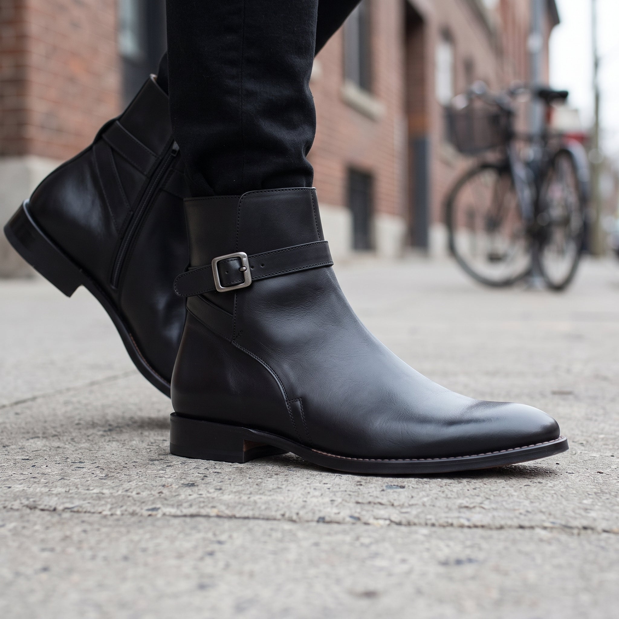 Men's Black Plain-Toe Leather Jodhpur Boots — Alcombe