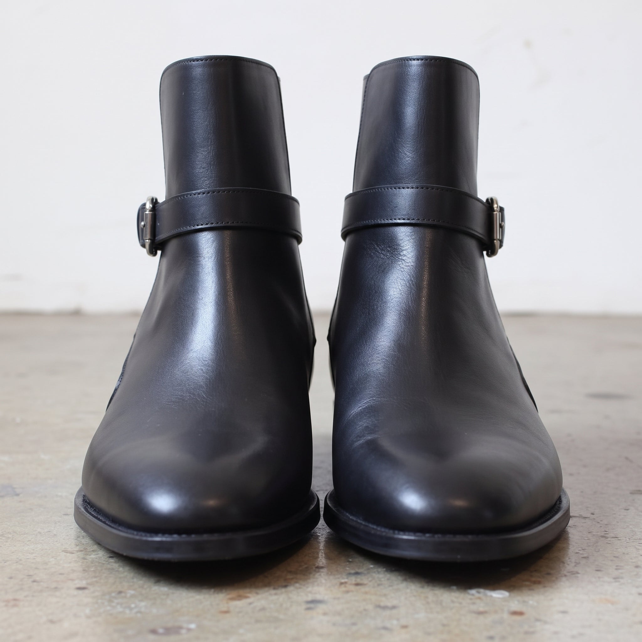 Men's Black Plain-Toe Leather Monk Boots — Barrowden