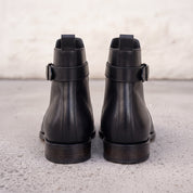 Men's Black Plain-Toe Leather Monk Boots — Gillow