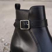 Men's Black Plain-Toe Leather Monk Boots — Gillow