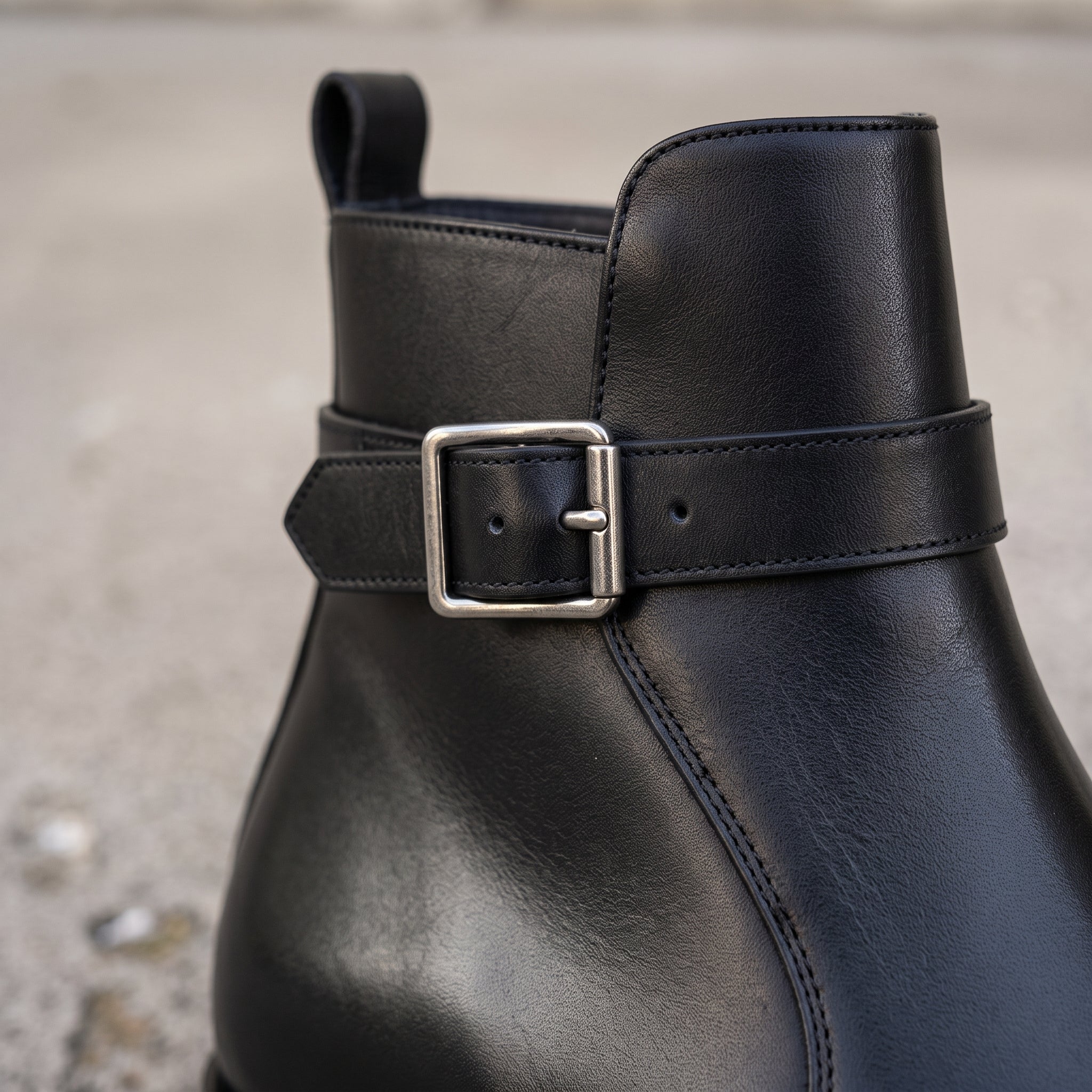 Men's Black Plain-Toe Leather Monk Boots — Gillow