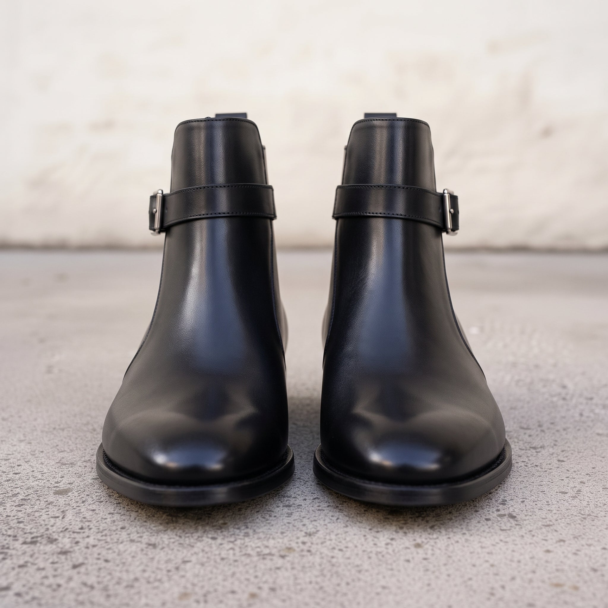 Men's Black Plain-Toe Leather Monk Boots — Gillow