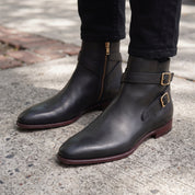 Men's Black Plain-Toe Leather Jodhpur Boots — Irwin