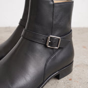 Men's Black Plain-Toe Leather Jodhpur Ankle Boots — Mordaunt