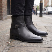 Men's Black Plain-Toe Leather Jodhpur Ankle Boots — Mordaunt