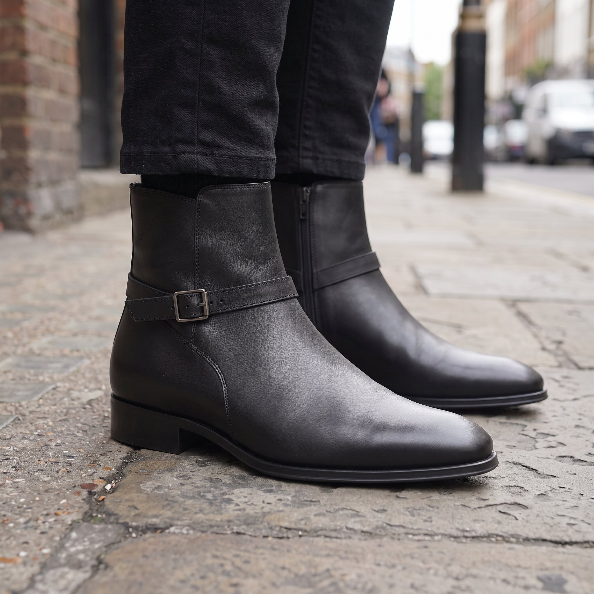 Men's Black Plain-Toe Leather Jodhpur Ankle Boots — Mordaunt