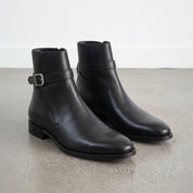 Men's Black Plain-Toe Leather Jodhpur Boots — Offham