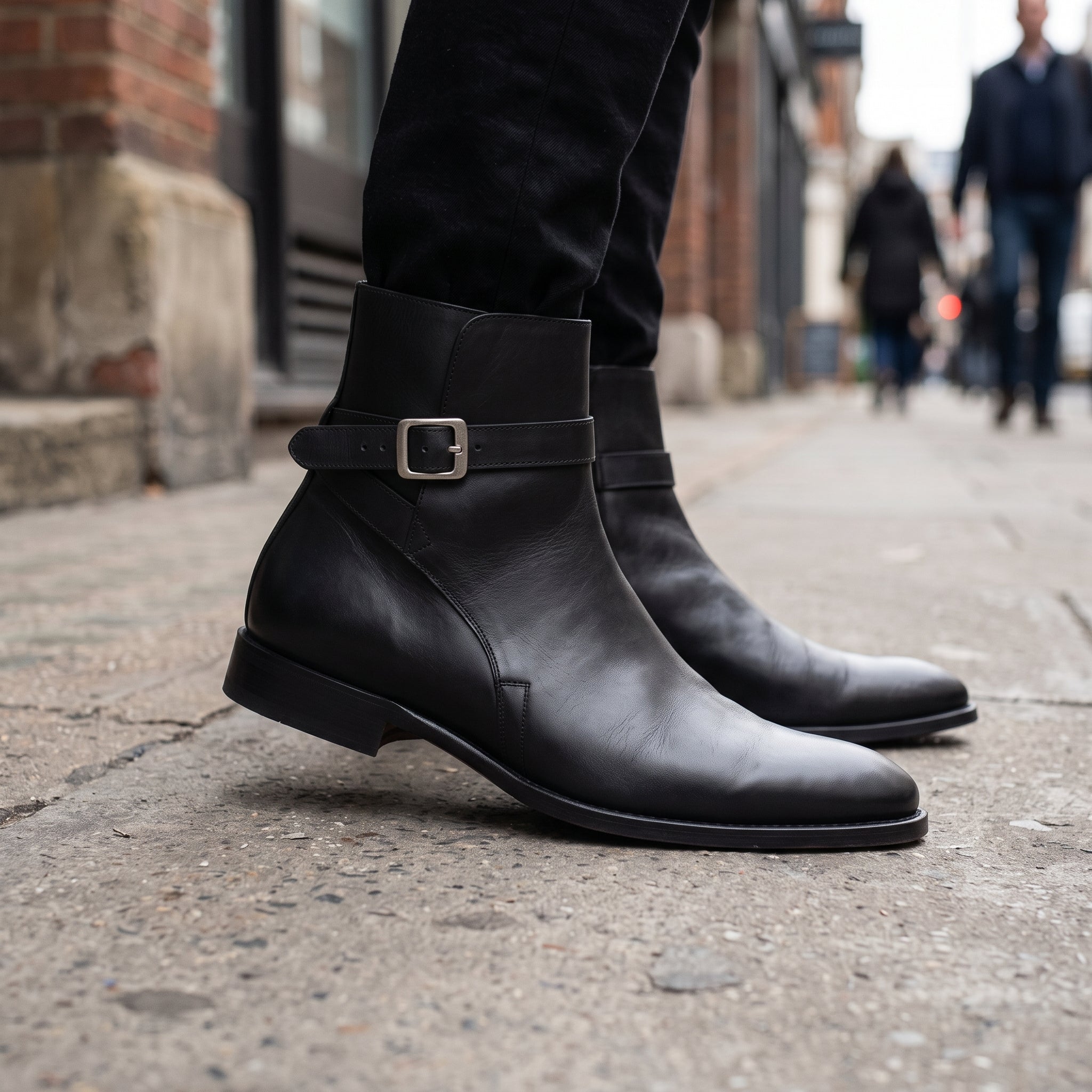 Men's Black Plain-Toe Leather Jodhpur Boots — Offham