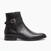 Men's Black Plain-Toe Leather Jodhpur Boots — Offham