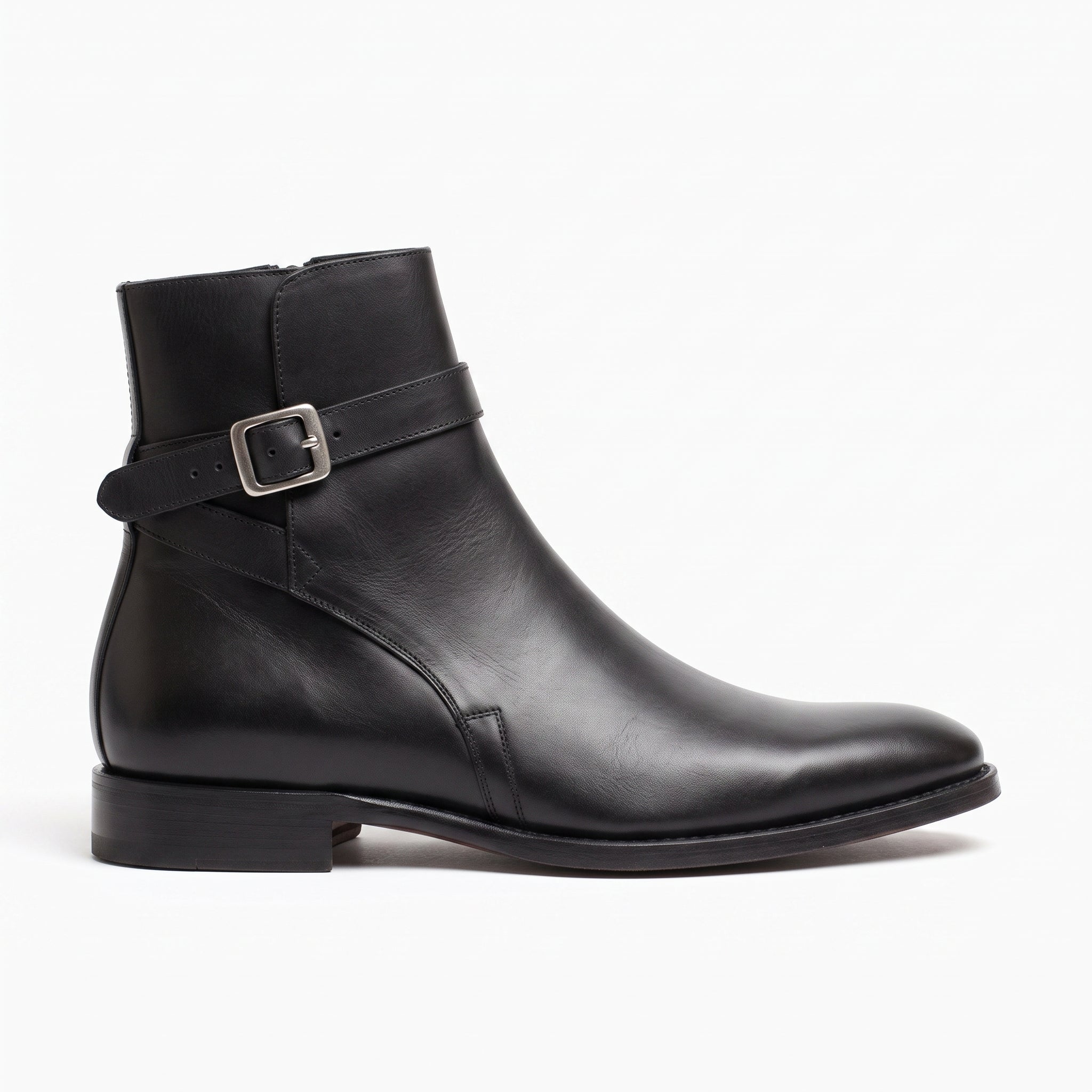Men's Black Plain-Toe Leather Jodhpur Boots — Offham