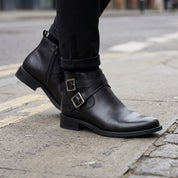 Men's Black Plain-Toe Leather Jodhpur Boots — Pemberton
