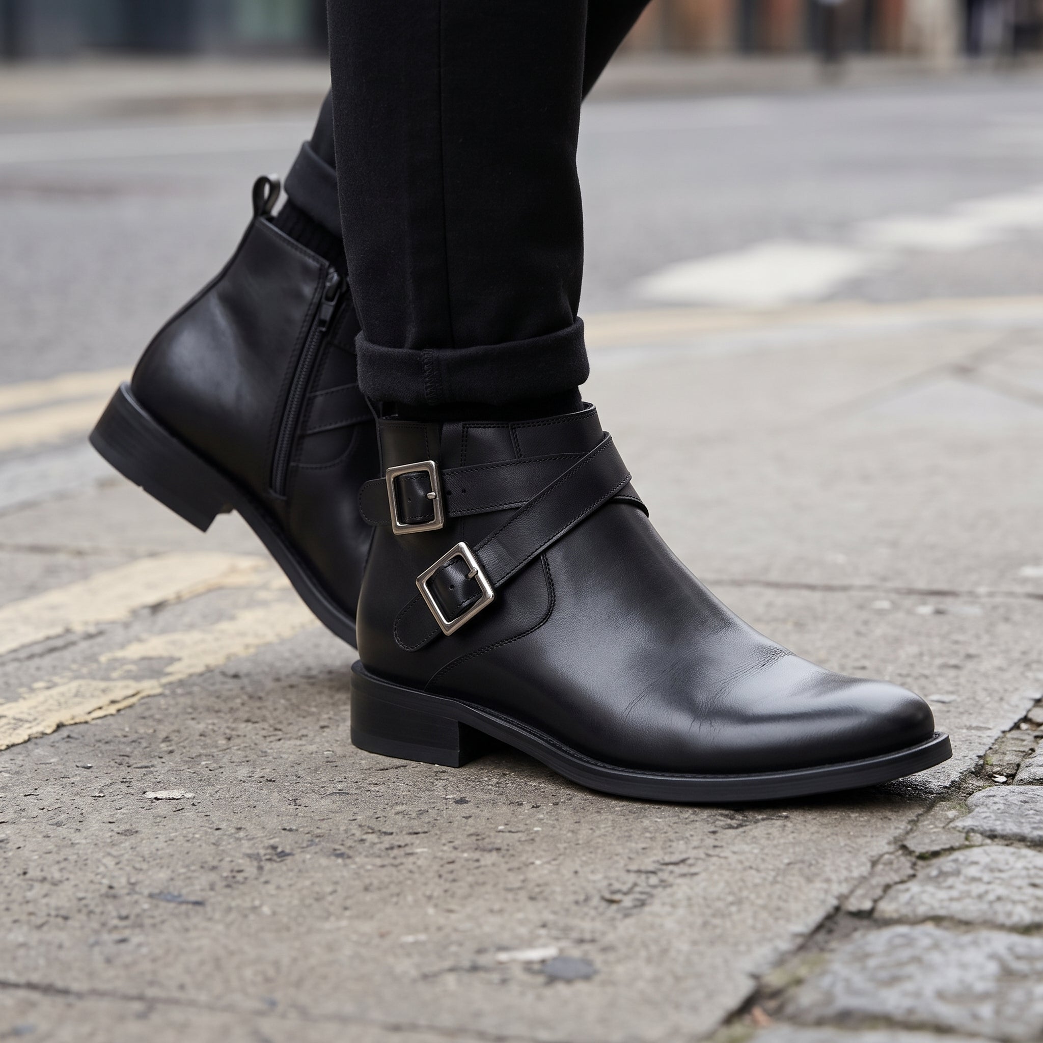 Men's Black Plain-Toe Leather Jodhpur Boots — Pemberton