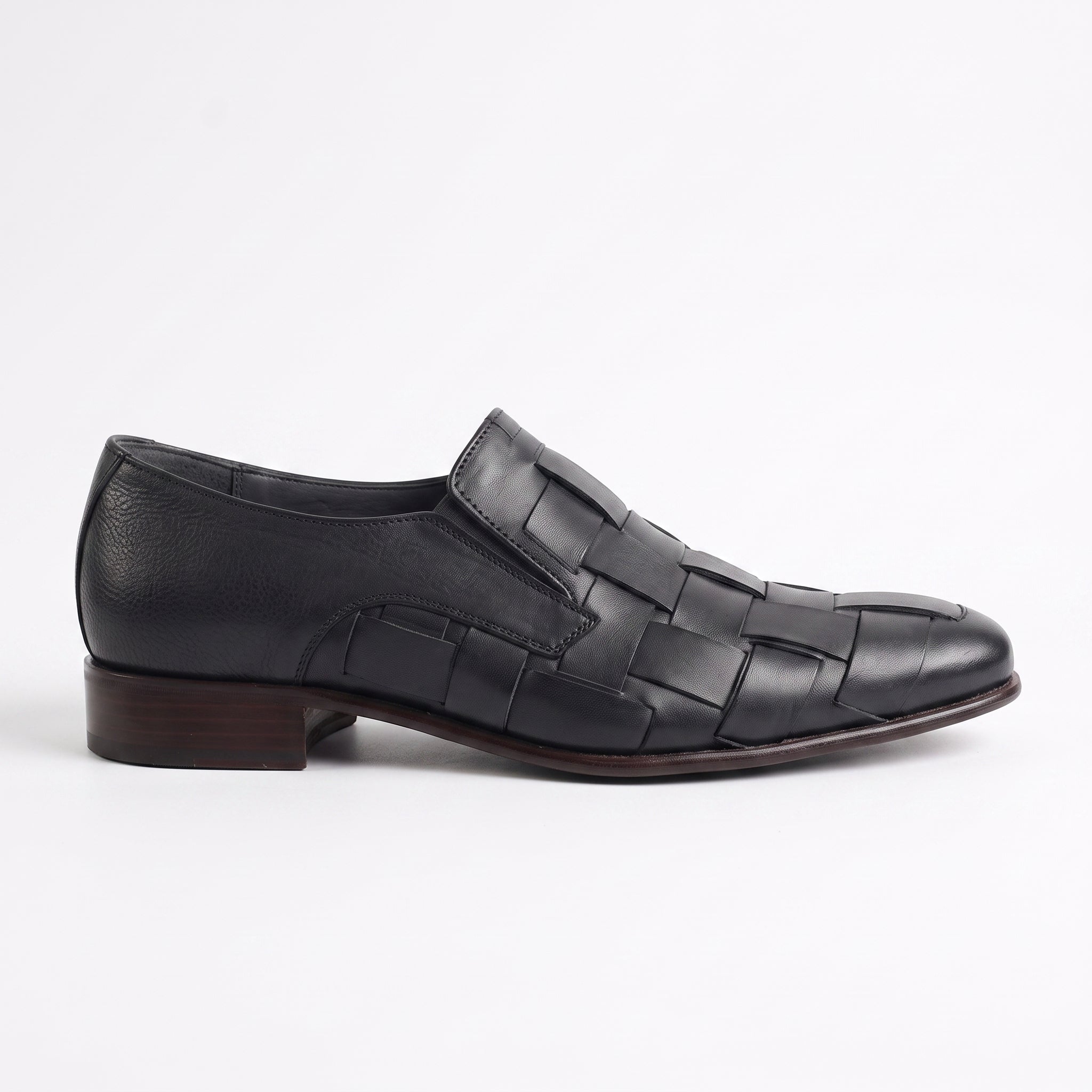 Men's Black Plain-Toe Leather Loafers — Dunley