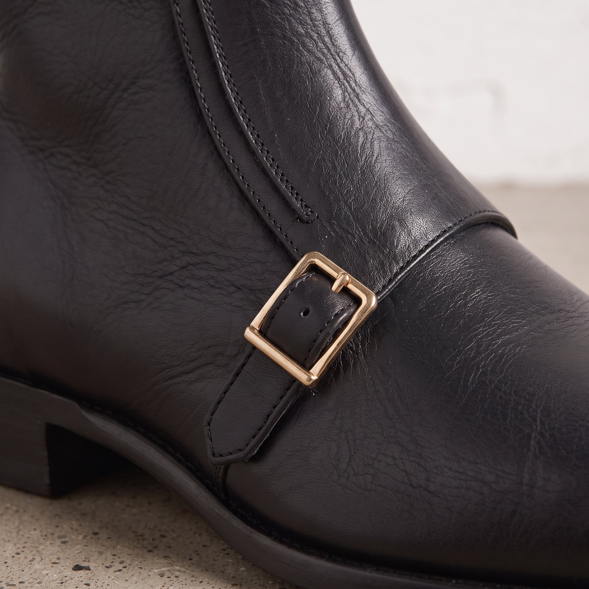 Men's Black Plain-Toe Leather Double Monk Boots — Broomley
