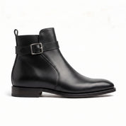 Men's Black Plain-Toe Leather Monk Boots — Gillow