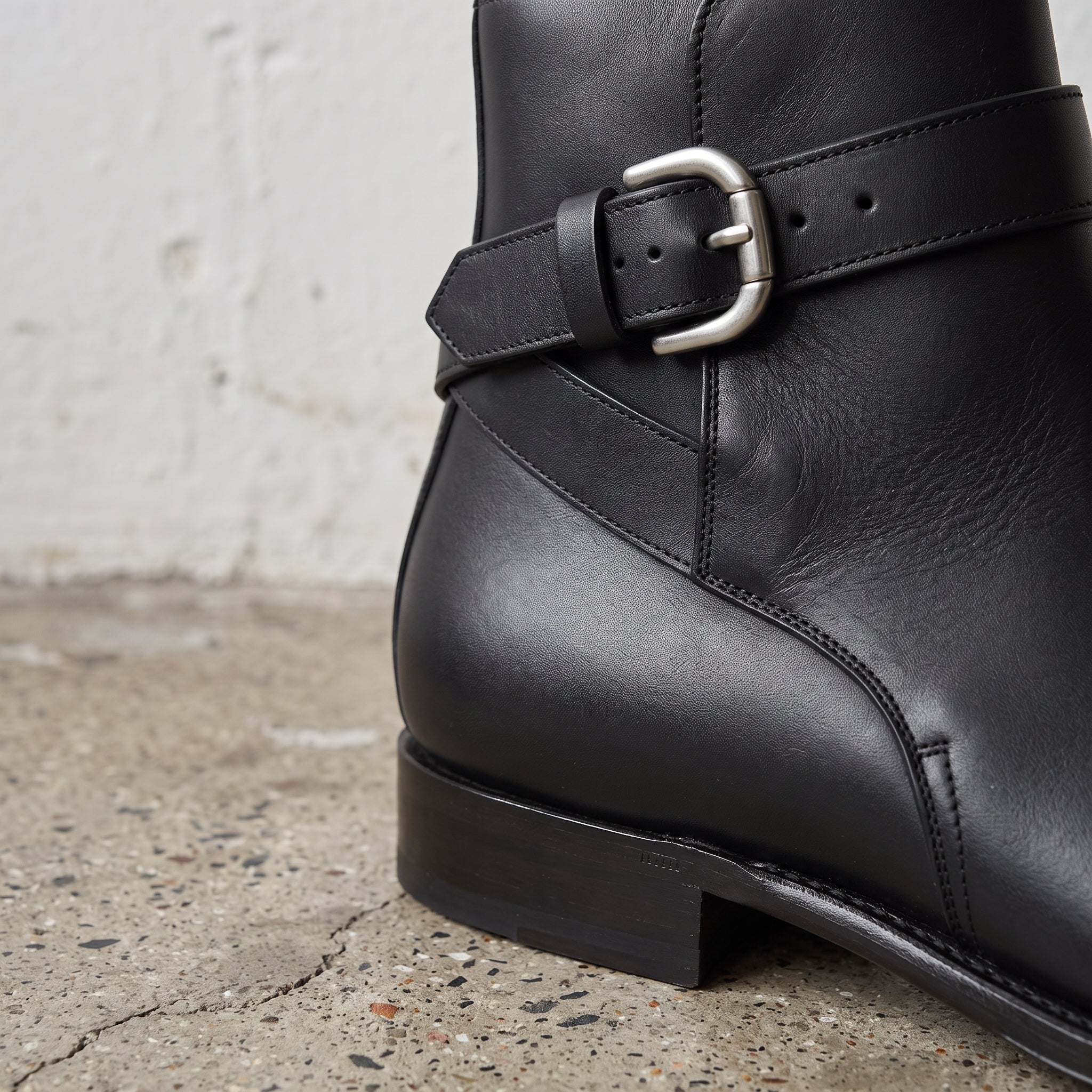 Men's Black Plain-Toe Leather Monk Boots — Marden