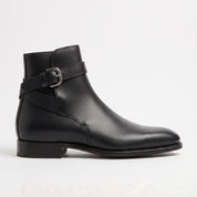 Men's Black Plain-Toe Leather Monk Boots — Marden