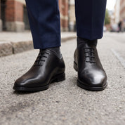 Men's Black Plain-Toe Leather Oxfords — Hollis