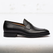 Men's Black Plain-Toe Leather Penny Loafers — Gowen