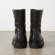 Men's Black Plain-Toe Leather Pull-On Boots — Cawley