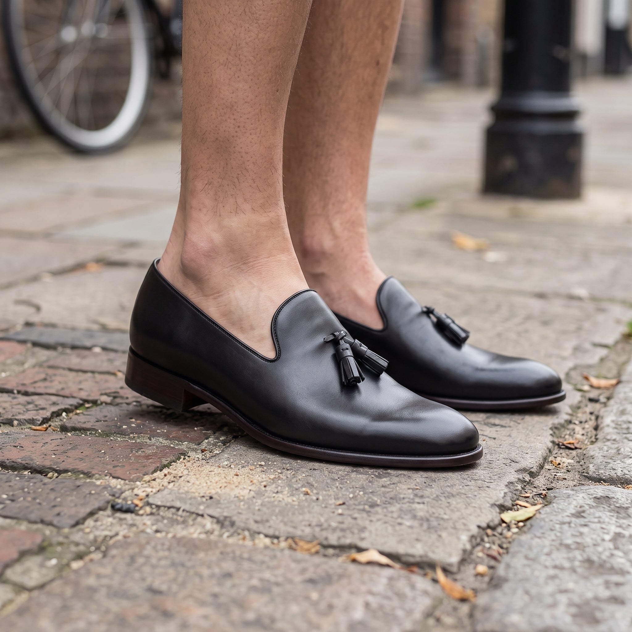 Men's Rich Black Tassel Loafer Handcrafted Calf Leather Dress Shoes — Humberstone
