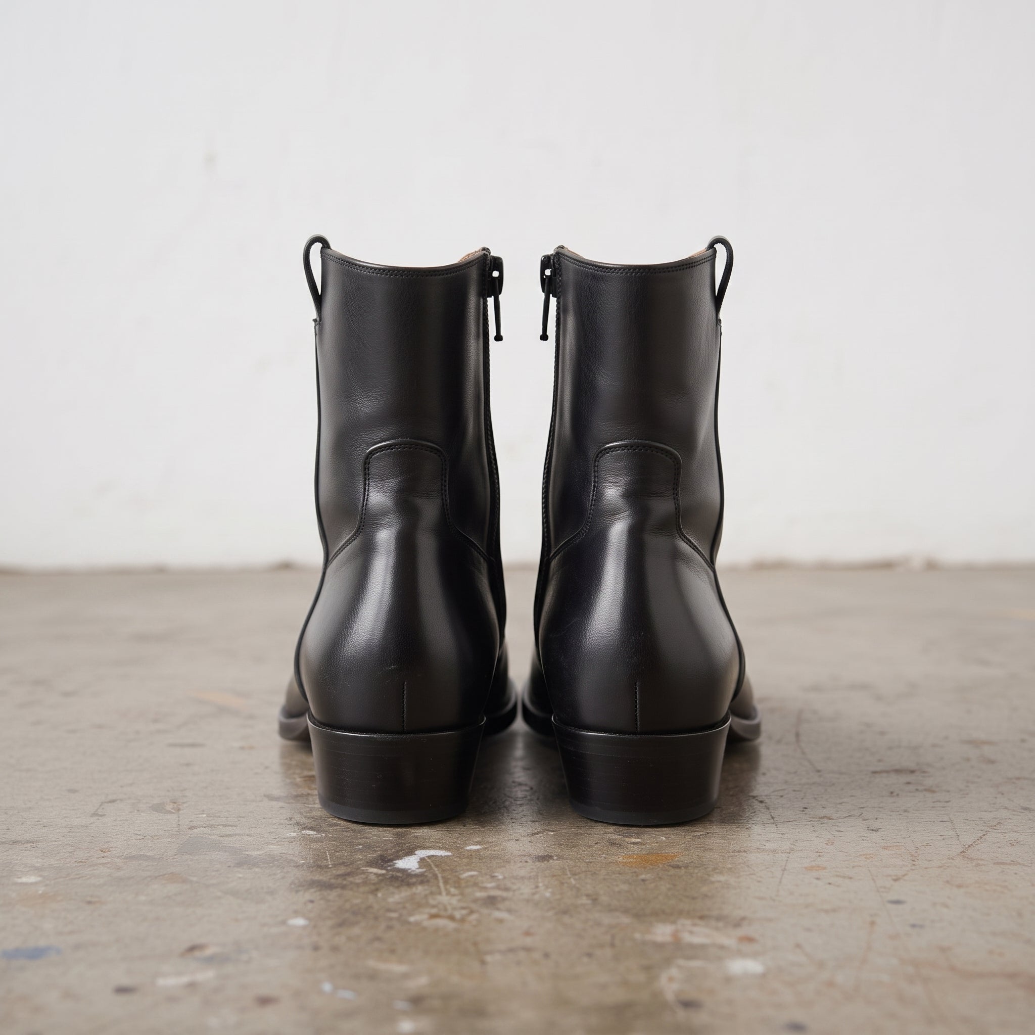 Men's Black Plain-Toe Leather Western Boots — Dunhurst