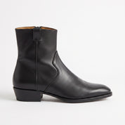 Men's Black Plain-Toe Leather Western Boots — Dunhurst
